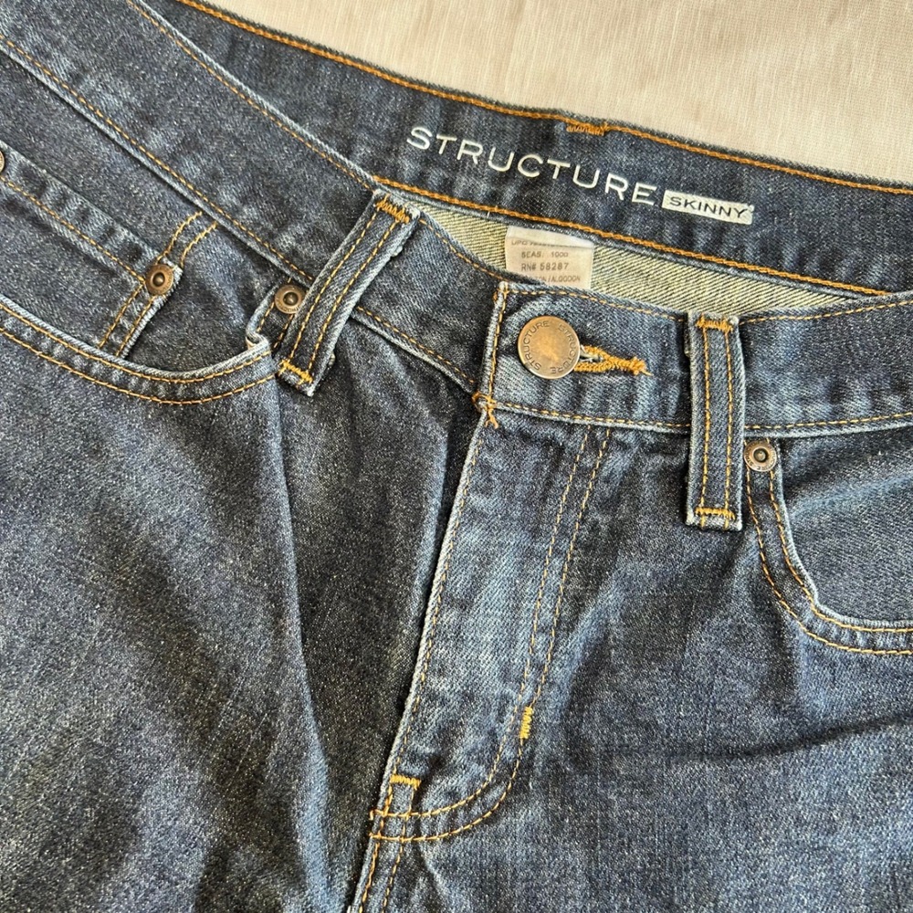 Structure Skinny Jeans Mens 30x32 Dark Wash Blue 100% Cotton Denim PF-7124